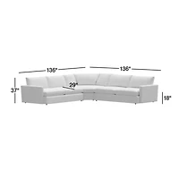 Lounge Deep 3-Piece L-Shaped Wedge Sectional Sofa