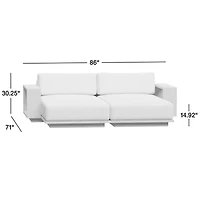 Mallorca 86" Wood Double-Chaise Outdoor Daybed with Ivory Cushions