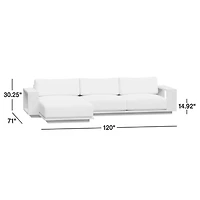 Mallorca Wood 2-Piece Left-Arm Chaise Outdoor Sectional Sofa with Canvas Spa Blue Sunbrella ® Cushions