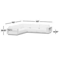 Mallorca Wood 3-Piece L-Shaped Outdoor Sectional Sofa with Ivory Cushions