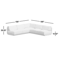Mallorca Wood 3-Piece L-Shaped Armless Outdoor Sectional Sofa with Canvas Natural Sunbrella ® Cushions