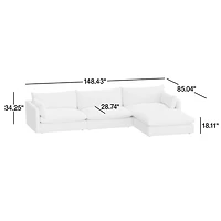 Unwind 4-Piece Reversible Slipcovered Sectional Sofa