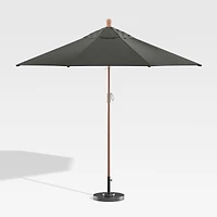 9' Round Sunbrella ® Charcoal Outdoor Patio Umbrella with Eucalyptus Frame