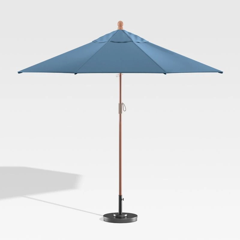 9' Round Sunbrella ® Sapphire Outdoor Patio Umbrella with Eucalyptus Frame