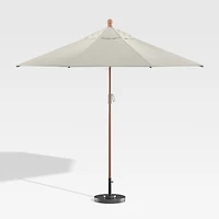 9' Round Sunbrella ® Silver Outdoor Patio Umbrella with Eucalyptus Frame
