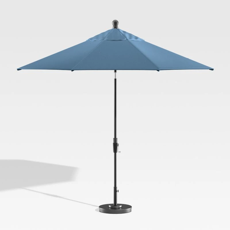 9' Round Sunbrella ® Sapphire Outdoor Patio Umbrella with Black Frame