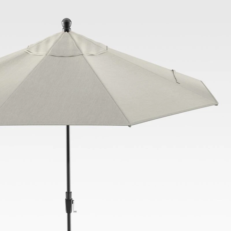 9' Round Sunbrella ® Silver Outdoor Patio Umbrella with Tilt Black Frame