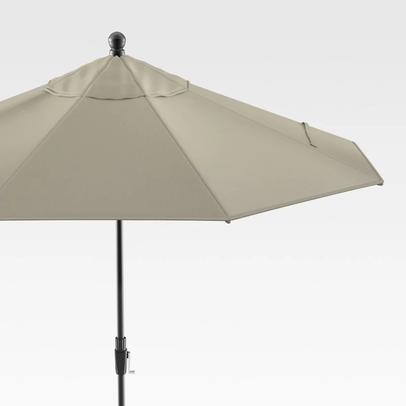 9' Round Sunbrella ® Stone Outdoor Patio Umbrella with Tilt Black Frame