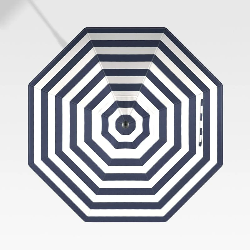 9' Round Sunbrella ® Cabana Stripe Navy Outdoor Patio Umbrella Canopy