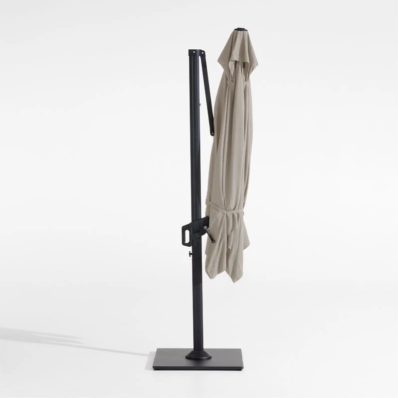 9' Square Cast Ash Brown Sunbrella® Cantilever Outdoor Patio Umbrella with Black Metal Frame