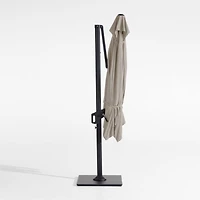 9' Square Cast Ash Brown Sunbrella® Cantilever Outdoor Patio Umbrella with Black Metal Frame