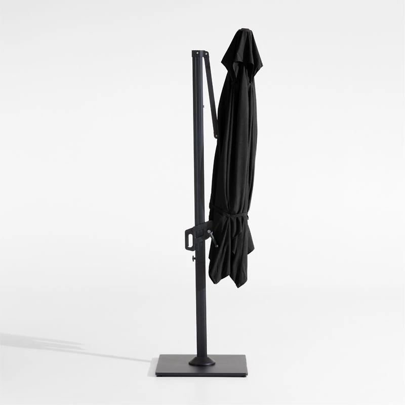 9' Square Canvas Black Sunbrella® Cantilever Outdoor Patio Umbrella with Black Metal Frame