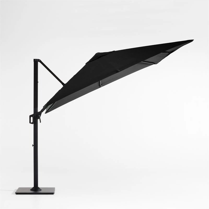9' Square Canvas Black Sunbrella® Cantilever Outdoor Patio Umbrella with Black Metal Frame