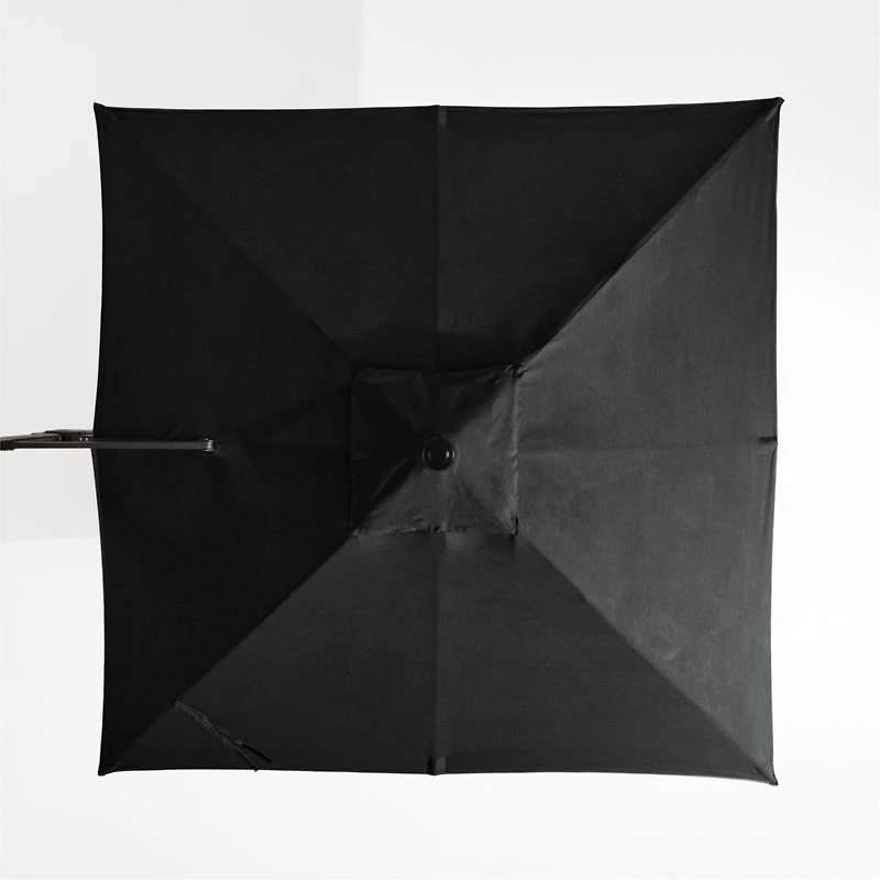 9' Square Canvas Black Sunbrella® Cantilever Outdoor Patio Umbrella with Black Metal Frame