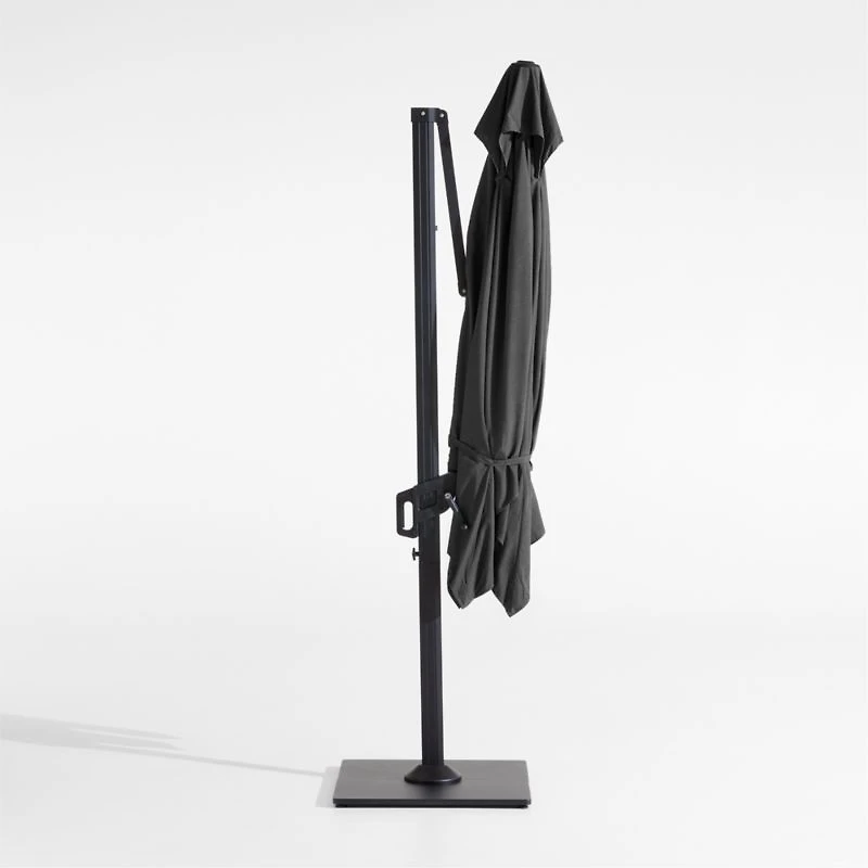 9' Square Cast Charcoal Grey Sunbrella® Cantilever Outdoor Patio Umbrella with Black Metal Frame