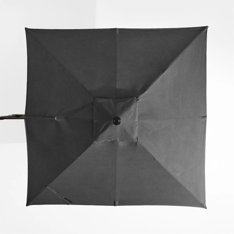 9' Square Cast Charcoal Grey Sunbrella® Cantilever Outdoor Patio Umbrella with Black Metal Frame