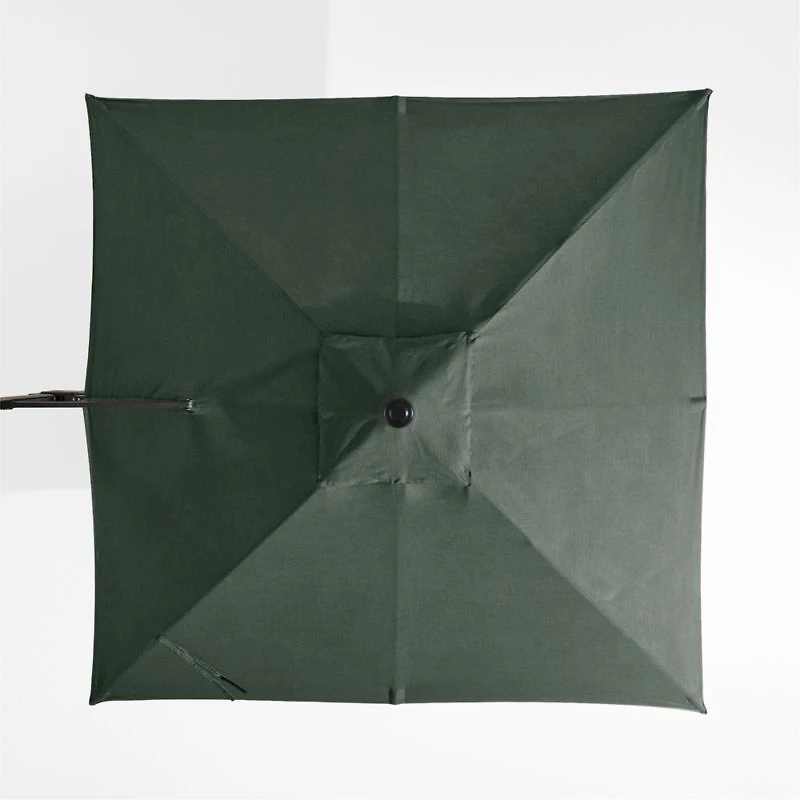 9' Square Cast Ivy Green Sunbrella® Cantilever Outdoor Patio Umbrella with Black Metal Frame