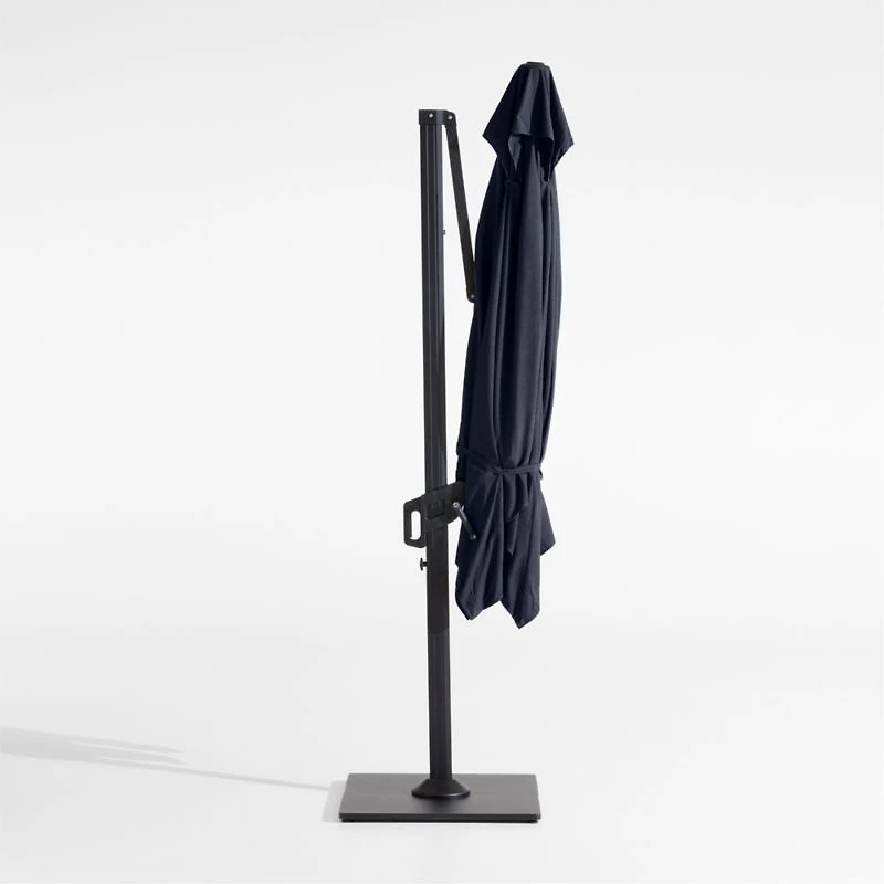 9' Square Canvas Navy Blue Sunbrella® Cantilever Outdoor Patio Umbrella with Black Metal Frame