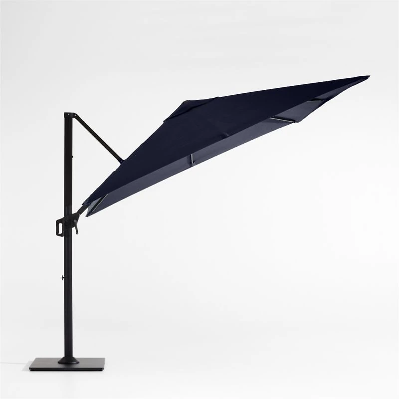 9' Square Canvas Navy Blue Sunbrella® Cantilever Outdoor Patio Umbrella with Black Metal Frame
