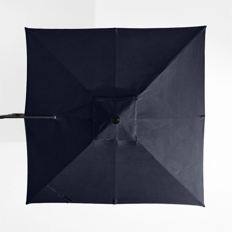 9' Square Canvas Navy Blue Sunbrella® Cantilever Outdoor Patio Umbrella with Black Metal Frame