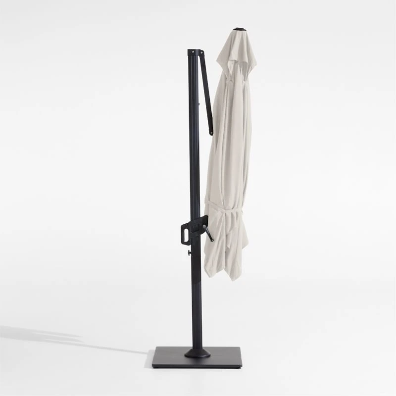 9' Square Cast Silver Sunbrella® Cantilever Outdoor Patio Umbrella with Black Metal Frame