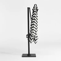 9' Square Black and White Cabana Stripe Sunbrella® Cantilever Outdoor Patio Umbrella with Black Metal Frame