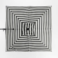 9' Square Black and White Cabana Stripe Sunbrella® Cantilever Outdoor Patio Umbrella with Black Metal Frame