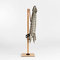 9' Square Dune Tan Stripe Sunbrella® Cantilever Outdoor Patio Umbrella with Faux Wood Metal Frame