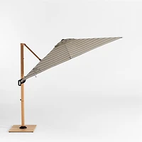 9' Square Dune Tan Stripe Sunbrella® Cantilever Outdoor Patio Umbrella with Faux Wood Metal Frame
