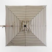 9' Square Dune Tan Stripe Sunbrella® Cantilever Outdoor Patio Umbrella with Faux Wood Metal Frame