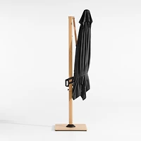 9' Square Cast Charcoal Grey Sunbrella® Cantilever Outdoor Patio Umbrella with Faux Wood Metal Frame