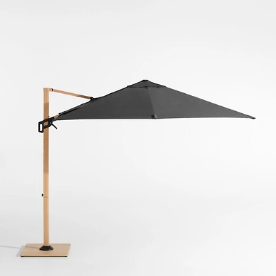 9' Square Cast Charcoal Grey Sunbrella® Cantilever Outdoor Patio Umbrella with Faux Wood Metal Frame