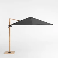 9' Square Cast Charcoal Grey Sunbrella® Cantilever Outdoor Patio Umbrella with Faux Wood Metal Frame