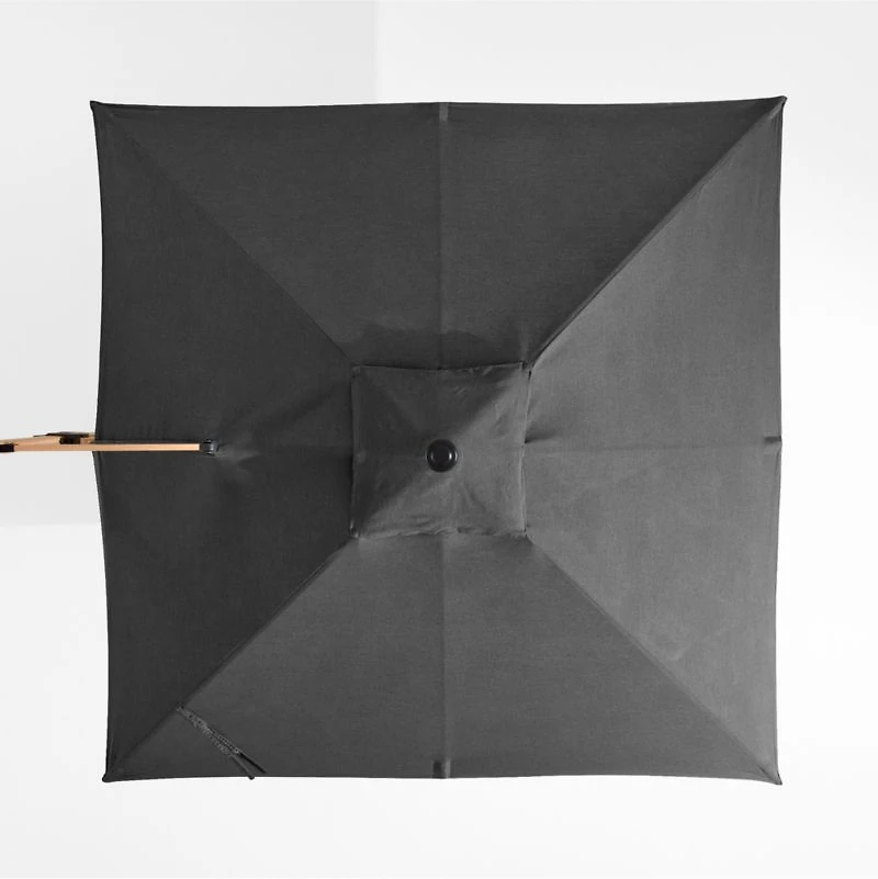 9' Square Cast Charcoal Grey Sunbrella® Cantilever Outdoor Patio Umbrella with Faux Wood Metal Frame