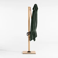 9' Square Cast Ivy Green Sunbrella® Cantilever Outdoor Patio Umbrella with Faux Wood Metal Frame