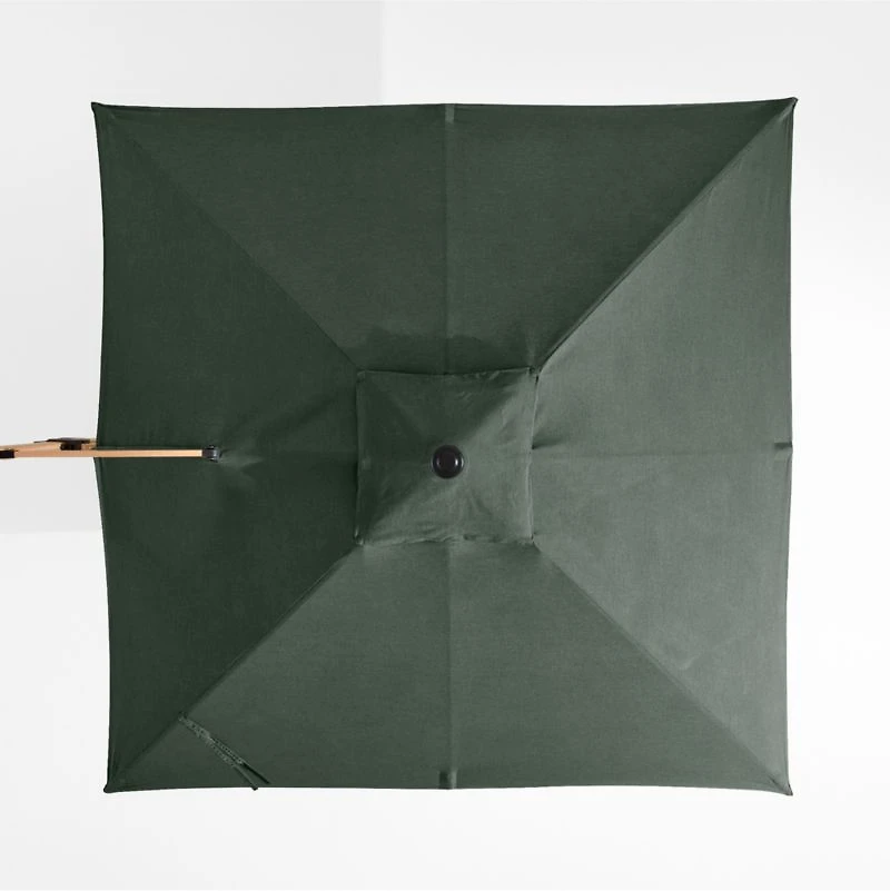 9' Square Cast Ivy Green Sunbrella® Cantilever Outdoor Patio Umbrella with Faux Wood Metal Frame