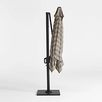 9' Square Dune Tan Stripe Sunbrella® Cantilever Outdoor Patio Umbrella with Black Metal Frame