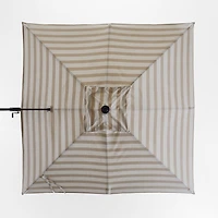 9' Square Dune Tan Stripe Sunbrella® Cantilever Outdoor Patio Umbrella with Black Metal Frame