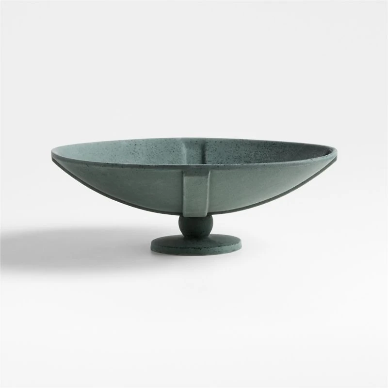 Bouché Dark Green Ceramic Pedestal Centerpiece Bowl 14" by Athena Calderone