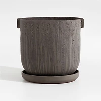 Crucible Large Black Terracotta Planter with Saucer by Athena Calderone