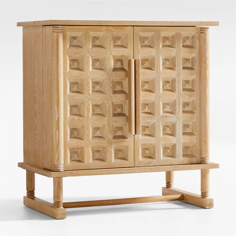 Honore Natural Oak Wood 38" Bar Cabinet by Athena Calderone