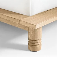 Revival Oak Wood Platform Queen Bed with Upholstered Headboard by Athena Calderone