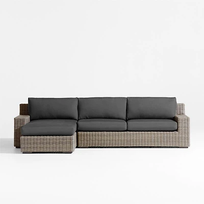 Abaco Resin Wicker -Piece Left-Arm Chaise Outdoor Sectional Sofa with Charcoal Sunbrella ® Cushions