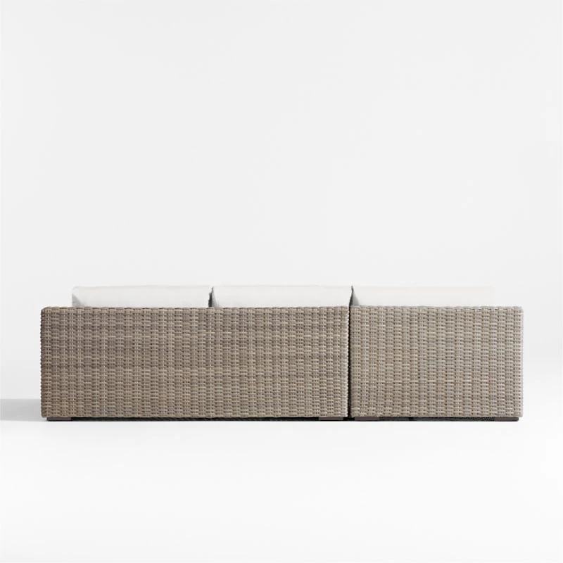Abaco Resin Wicker -Piece Left-Arm Chaise Outdoor Sectional Sofa with Natural Sunbrella ® Cushions
