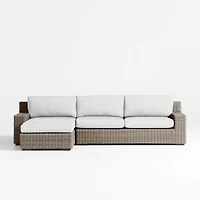 Abaco Resin Wicker -Piece Left-Arm Chaise Outdoor Sectional Sofa with Natural Sunbrella ® Cushions