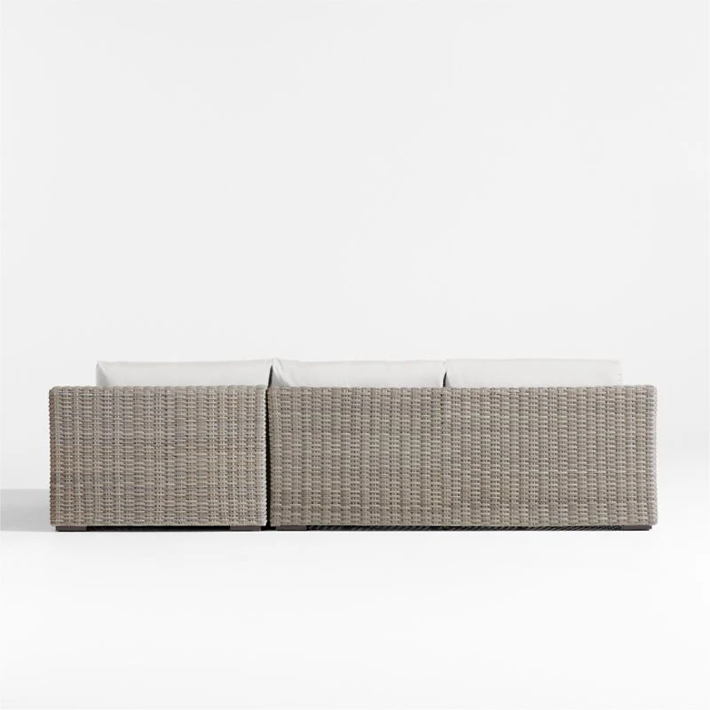Abaco Resin Wicker -Piece Right-Arm Chaise Outdoor Sectional Sofa with Natural Sunbrella ® Cushions