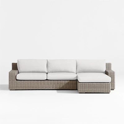 Abaco Resin Wicker -Piece Right-Arm Chaise Outdoor Sectional Sofa with Natural Sunbrella ® Cushions
