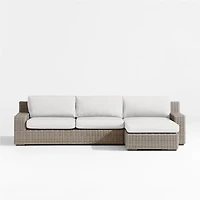 Abaco Resin Wicker -Piece Right-Arm Chaise Outdoor Sectional Sofa with Natural Sunbrella ® Cushions