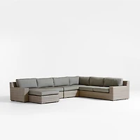 Abaco Resin Wicker 5-Piece Left-Arm Chaise Outdoor Sectional Sofa with Graphite Sunbrella ® Cushions