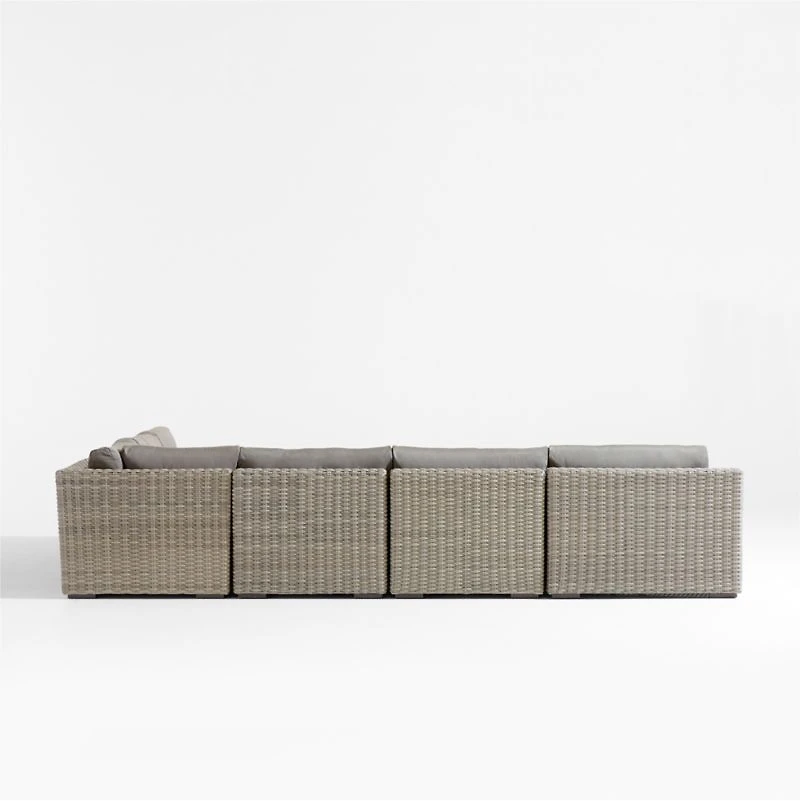 Abaco Resin Wicker 5-Piece Left-Arm Chaise Outdoor Sectional Sofa with Graphite Sunbrella ® Cushions
